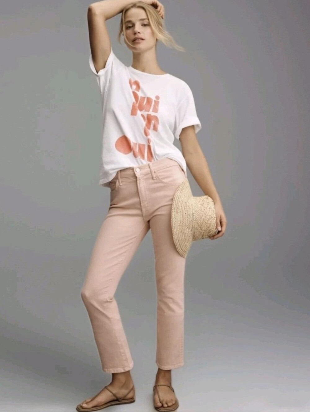 Mother Superior The Insider Hover Jeans Peach Parfait Denim Size 26 NEW $218